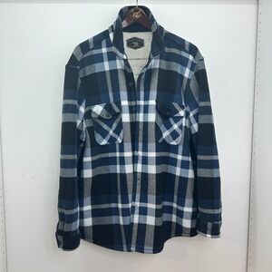 Freedom Foundry Shirt Jacket XL Men Outdoor Plaid Sherpa Lined Blue